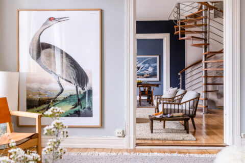 Skap blikkfang med kunst og plakater